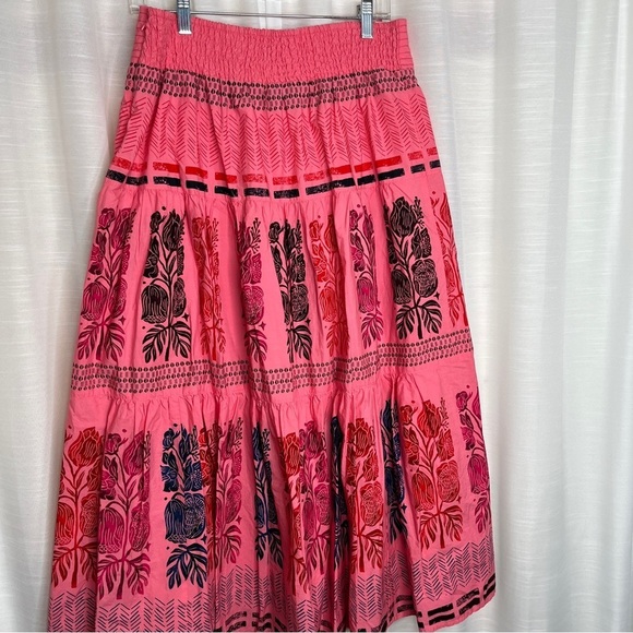 Anthropologie Blooming print Auberte poplin tiered midi skirt NWT - Picture 4 of 11